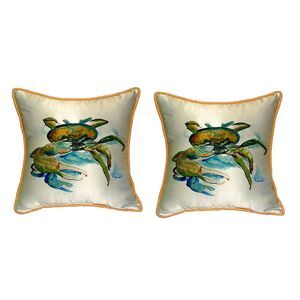 Pair of Betsy Drake Fiddler Crab Small Pillows 12 Inch X 12 Inch
